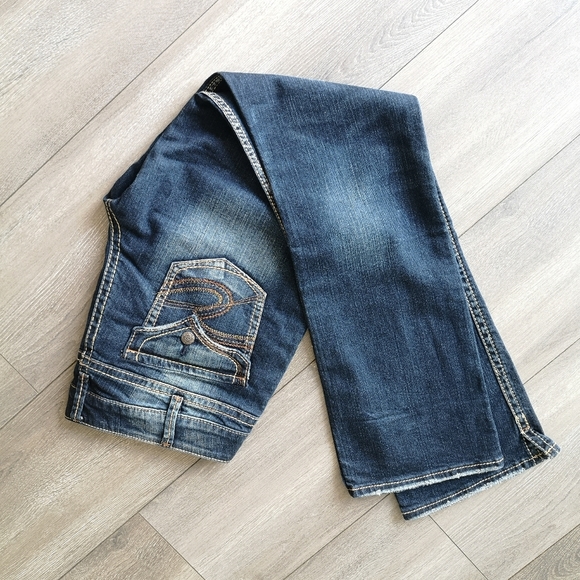 NEW! SILVER JEANS Womens Mckenzie Dark Wash Flap Embroidered Straight Leg Jeans - Picture 5 of 16